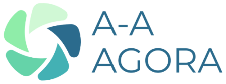A-AAgora logo - blue and green toned swirl with hollow middle