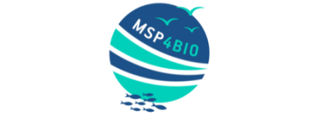 MSP4BIO - blue and turquoise circle with fish and birds at the top and bottom