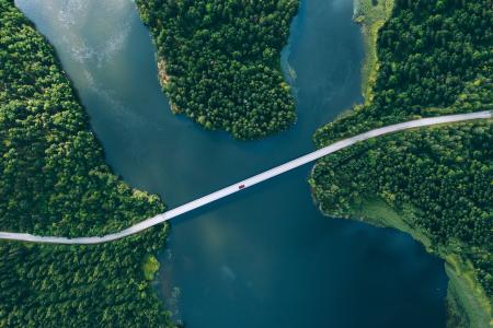 MKEN header - birdseye view of water with bridge