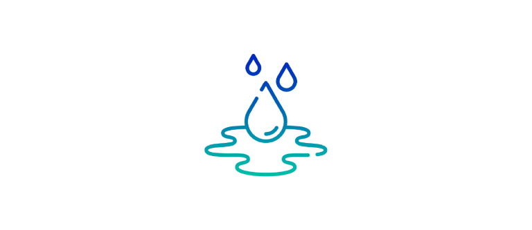 freshwater logo - three drops, two small, one large, into a splash puddle